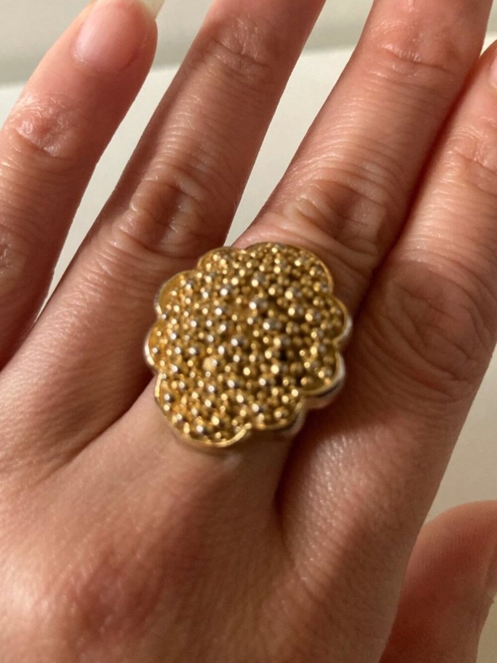 Vintage estate gold tone Coro adjustable statement ring jewelry rare find